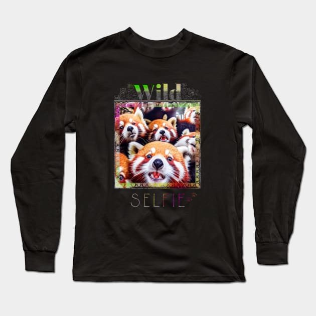 Red Panda Lesser Wild Nature Funny Happy Humor Photo Selfie Long Sleeve T-Shirt by Cubebox